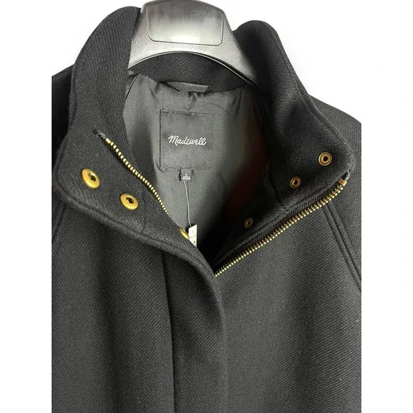 Madewell Estate Cocoon Coat in Insuluxe Fabric, Wool | Size Small, Black NEW - Picture 7 of 10